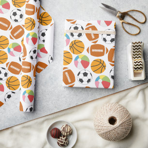 Papier Cadeau Fête d'anniversaire de sports modernes pour garçon