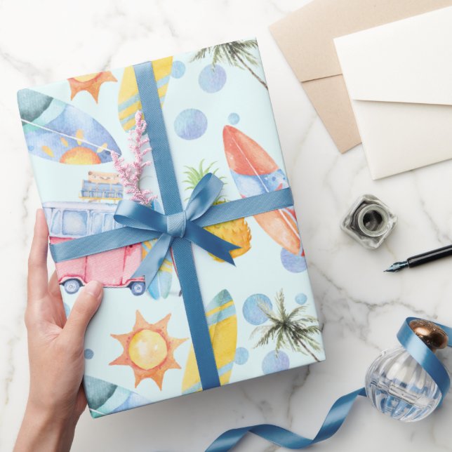 Papier Cadeau Fête d'anniversaire de surf (Cadeaux)