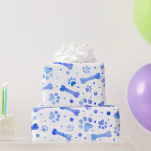 Papier Cadeau Fête d'anniversaire des Empreintes de pattes bleus