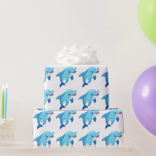 Papier Cadeau Fête d'anniversaire pour enfants Animaux marins Da