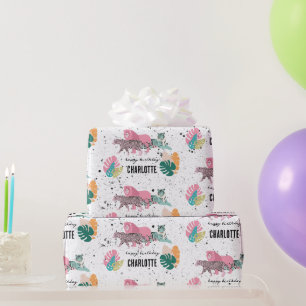 Papier Cadeau Fête d'anniversaire sauvage Jungle Animaux Anniver