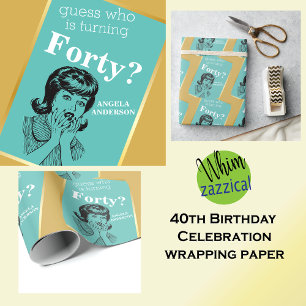 Papier Cadeau Fête de 40e Anniversaire Amusant Fab Fomans Annive