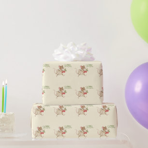 Papier Cadeau Fête de Bébé Fille Animaux de la Forêt