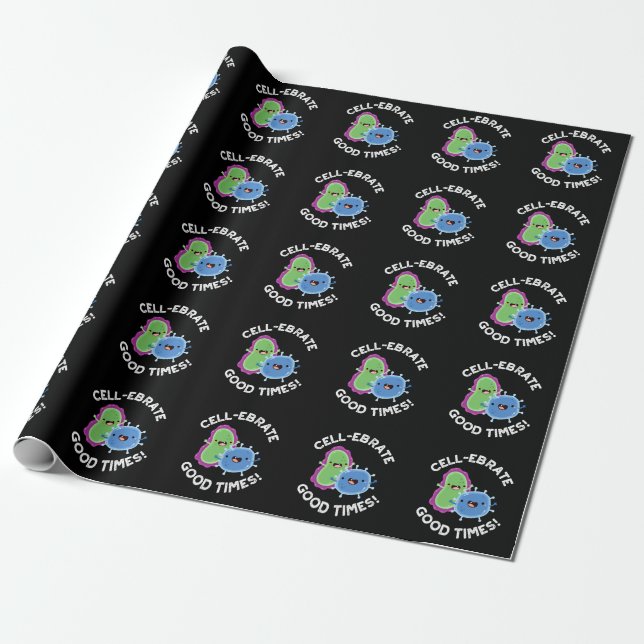 Papier Cadeau Fête de cellule Bon Temps Drôle Bactéries Pun Dark (Déroulé)