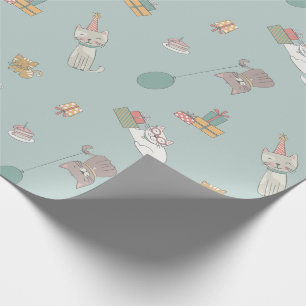 Papier Cadeau Fête de chat anniversaire
