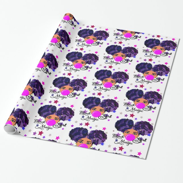Papier Cadeau Fête de la Fête des Filles de l'Afro Puffs (Déroulé)