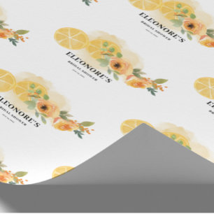 Papier Cadeau Fête de mariage : Citrons et Fleurs