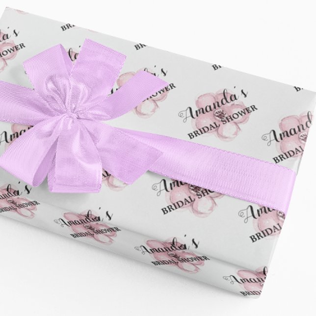 Papier Cadeau Fête de mariage floral rose (Créateur téléchargé)