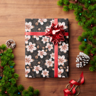 Papier Cadeau Fête de Mariage Floral Rose Gold Rose Foncé Blush