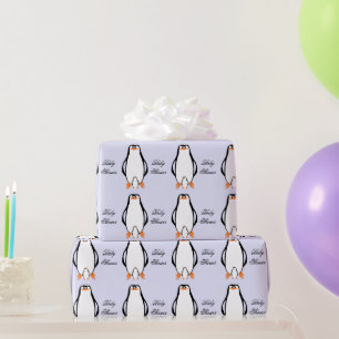 Papier Cadeau Fête de naissance design pingouin