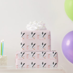 Papier Cadeau Fête de naissance Stork Design