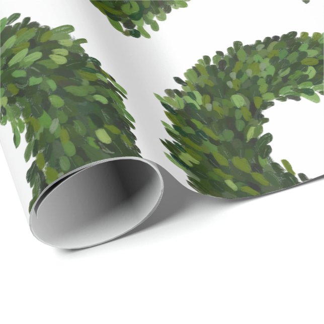 Papier Cadeau Fête de Noël de Boxwood Wreath (Coin rond)