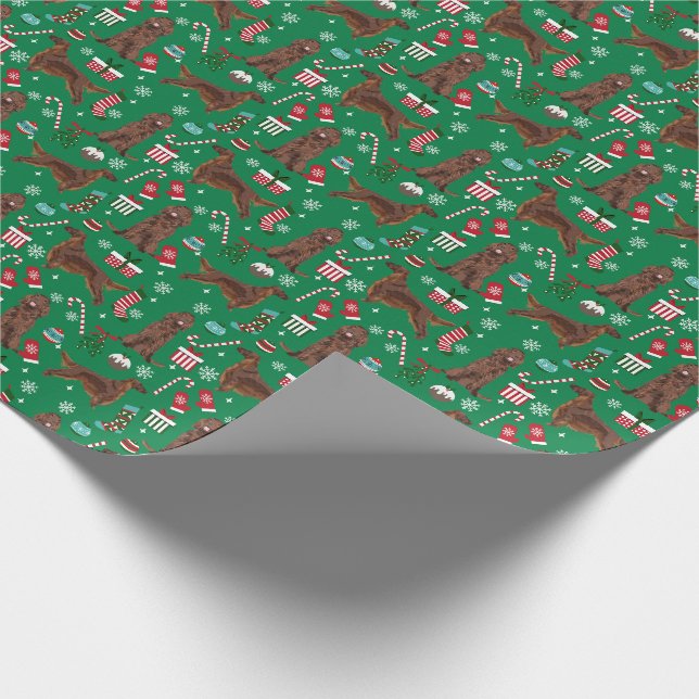 Papier Cadeau Fête de Noël de Setter Dog (Coin)