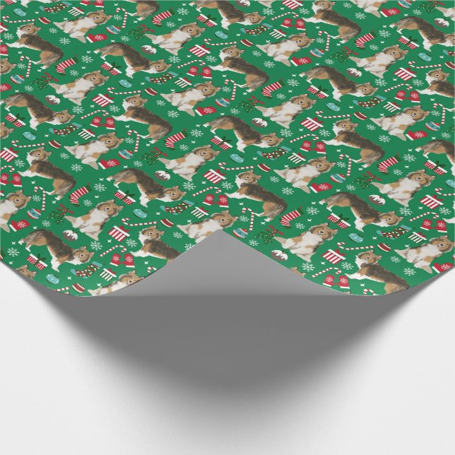 Papier Cadeau Fête de Noël de Shelty Dog (Coin)