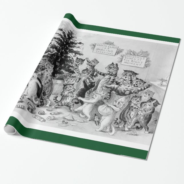 Papier Cadeau Fête de Noël des chats de Louis Wain - Enveloppeme (Déroulé)