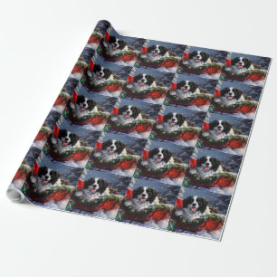 Papier Cadeau Fête de Noël des chiens de Terre-Neuve