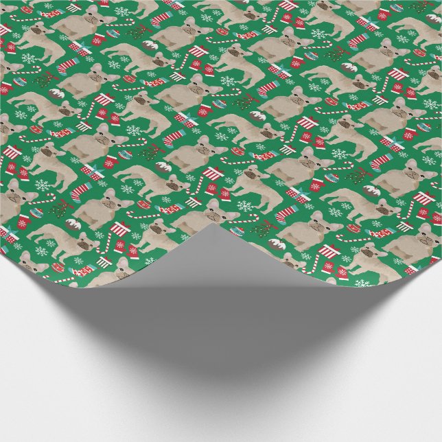 Papier Cadeau Fête de Noël du chien de taureau français (Coin)