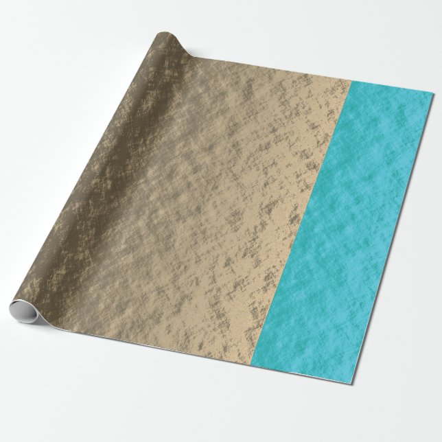 Papier Cadeau Fête de Noël élégante Turquoise d'or russe (Déroulé)