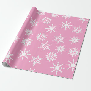 Papier Cadeau Fête de Noël Fille Pink Snowflakes Étoiles