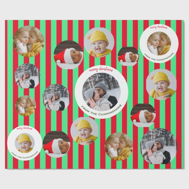 Papier Cadeau Fête de Noël 🎄 photo personnalisée (Plat)