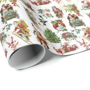 Papier Cadeau Fête de Noël vintage Retro