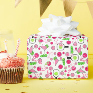 Papier Cadeau Fête de pickleball Cosmo Cocktail Blanc