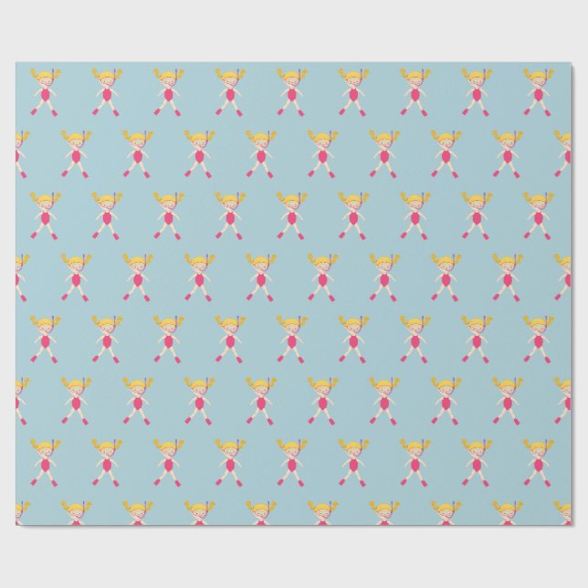 Papier Cadeau Fête de Plage de Fille de Snorkeling (Plat)