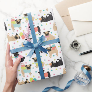 Papier Cadeau Fête de Pug Birthday
