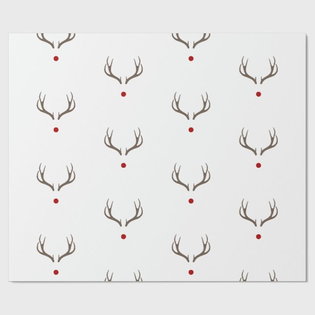 Papier Cadeau Fête de Rudolph Reindeer Antlers (Plat)