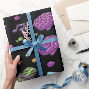 Papier Cadeau Fête de zombies colorés dans le chaos pour Hallowe