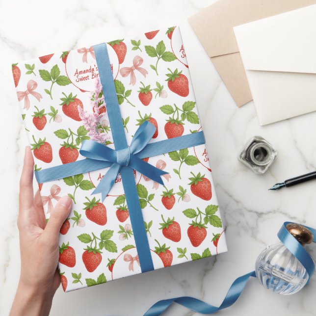 Papier Cadeau Fête des Anniversaires de enfants de fraises - (Cadeaux)