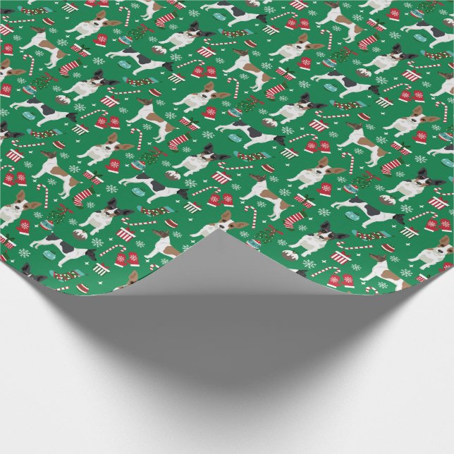 Papier Cadeau Fête des chiens de Noël de Rat Terrier (Coin)