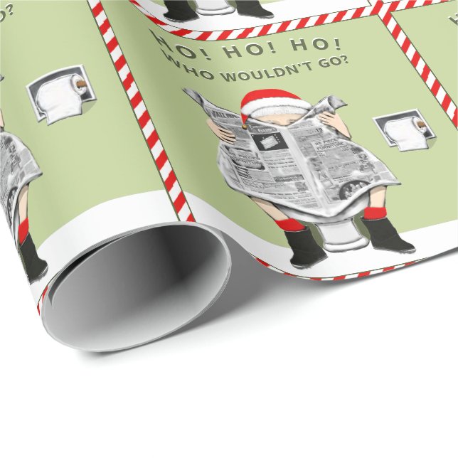 Papier Cadeau Fête des éléphants blancs de Noël (Coin rond)