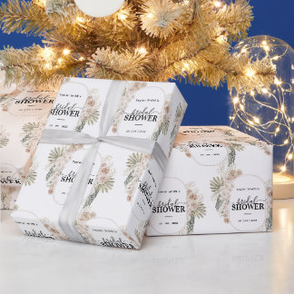 Papier Cadeau Fête des mariées de cadre floral moderne Arrière -