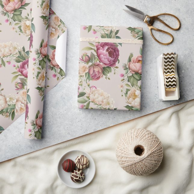 Papier Cadeau Fête des mariées de couronne de tourbe rose (Artisanat)