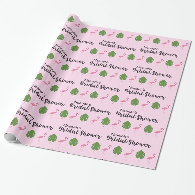 Papier Cadeau Fête des mariées de Flamant rose rose Luau (Déroulé)
