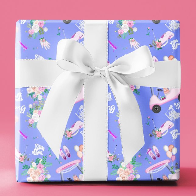 Papier Cadeau Fête des mariées de golf nuptiale Motif sans coutu (Créateur téléchargé)