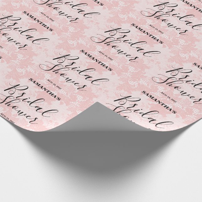 Papier Cadeau Fête des mariées en dentelle rose (Coin)
