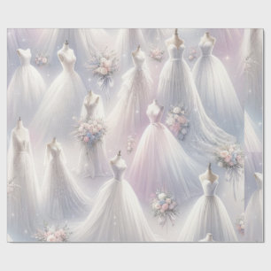 Papier Cadeau Fête des mariées Mariage Robe Pastel Parties scint