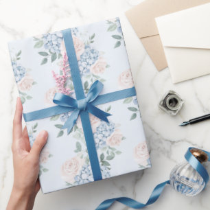 Papier Cadeau Fête des mariées romantique rose bleu Fleurs