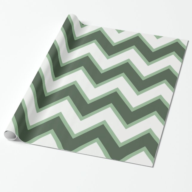 Papier Cadeau Fête des pères de frites Chevron Blanc Mint (Déroulé)