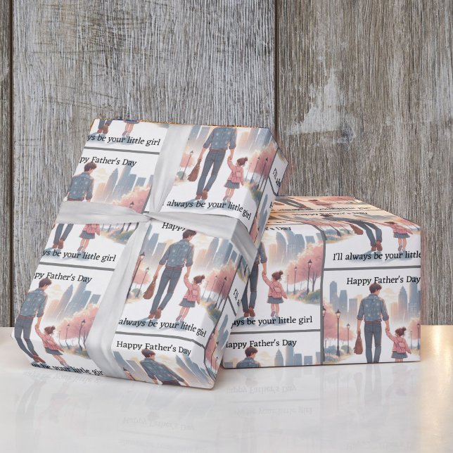 Papier Cadeau Fête des pères Du Texte Personnalisé De La Fille (Créateur téléchargé)