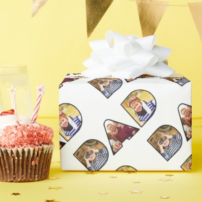 Papier Cadeau Fête des pères Papa Photo Collage Motif personnali (Fête d'anniversaire)