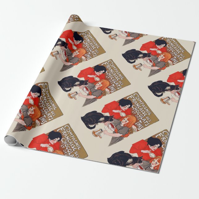 Papier Cadeau Fête du chocolat français Steinlen Art (Déroulé)