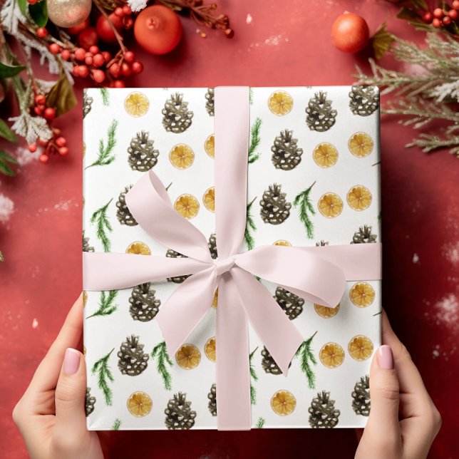 Papier Cadeau Fête du Citron d'hiver tranche et pinecone (Créateur téléchargé)