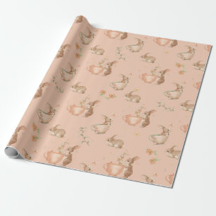 Papier Cadeau fête du thé à petits lapins