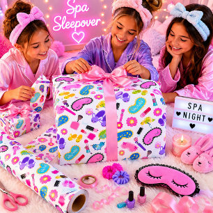 Papier Cadeau Fête en Pyjama Rose