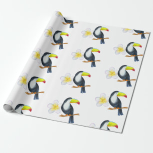 Papier Cadeau Fête estivale à l'aquarelle Toucan Tropical