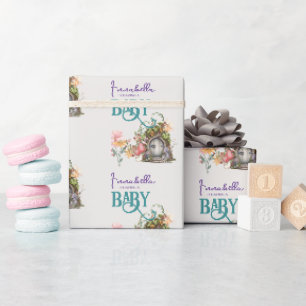 Papier Cadeau Fête Prénatale Porte de Jardin de Fée de la Forêt 