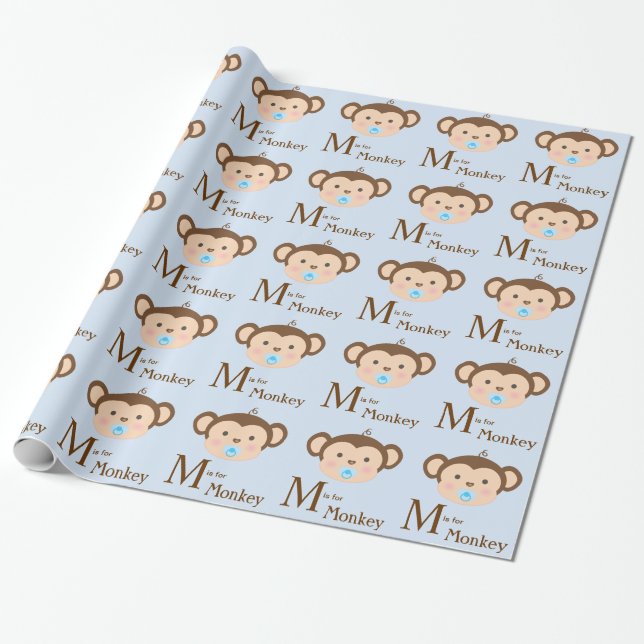 Papier Cadeau Fête prénatale pour bébé singe sucré (Déroulé)